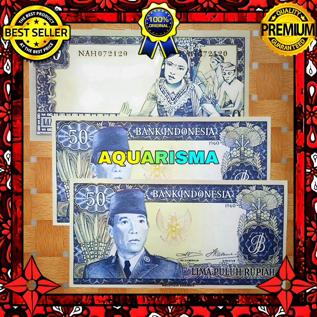KOLEKSI NUMISMATIK - SOUVENIR REPRO UANG KUNO 50 RUPIAH INDONESIA SOEKARNO 1960