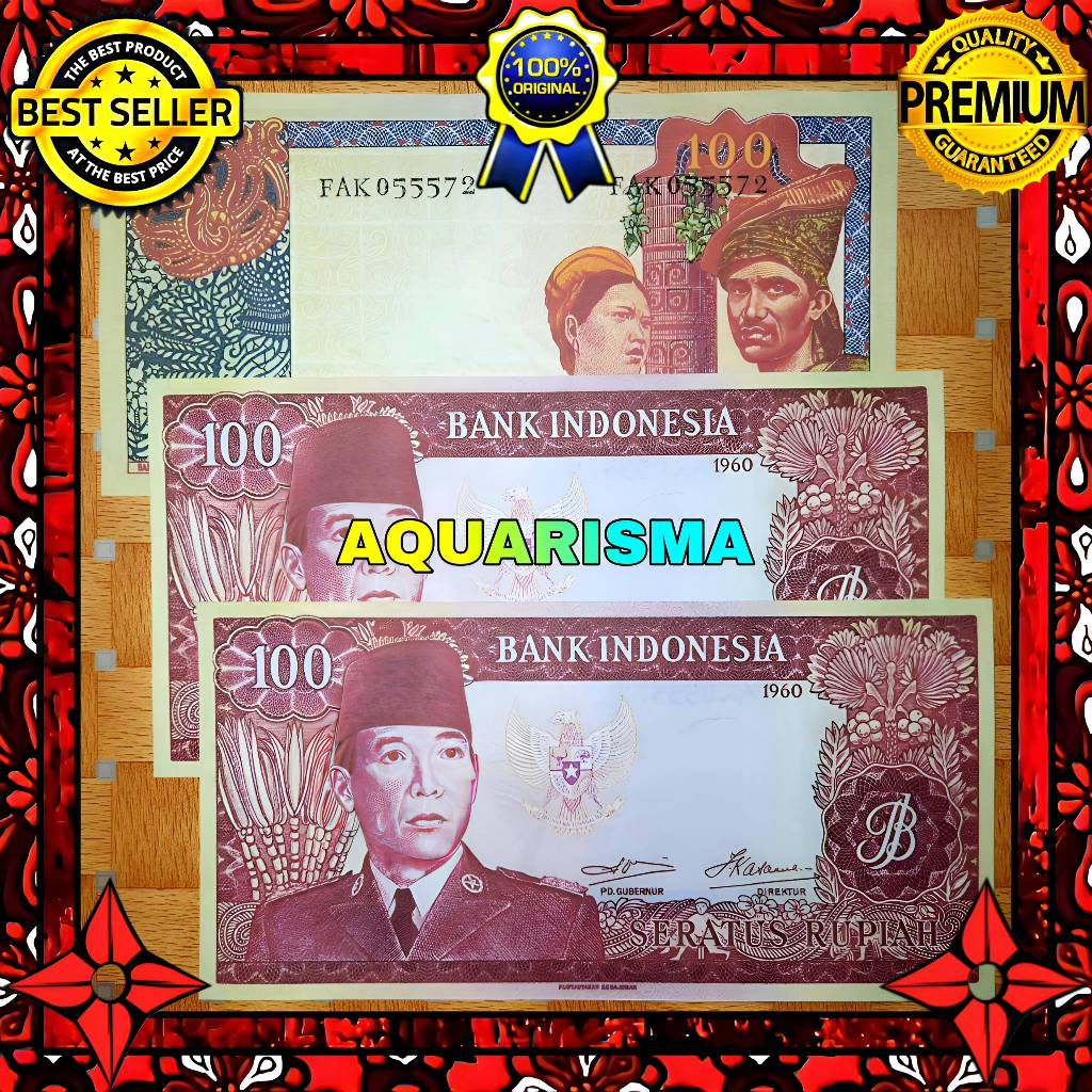 KOLEKSI NUMISMATIK - SOUVENIR REPRO UANG KUNO 100 RUPIAH INDONESIA SOEKARNO 1960