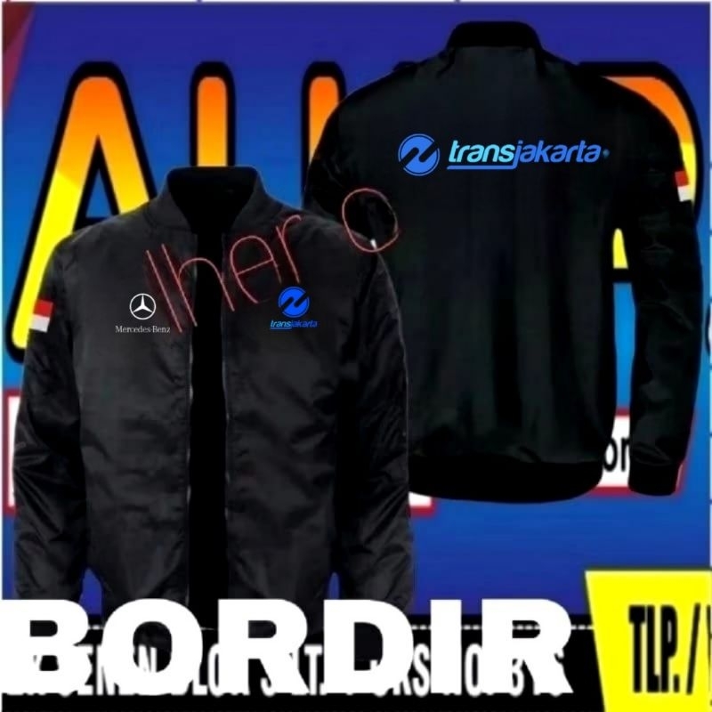 Jaket bordir Transjakarta jaket Mercedes Benz jaket bomber Mercedes Benz jaket Transjakarta jaket bo