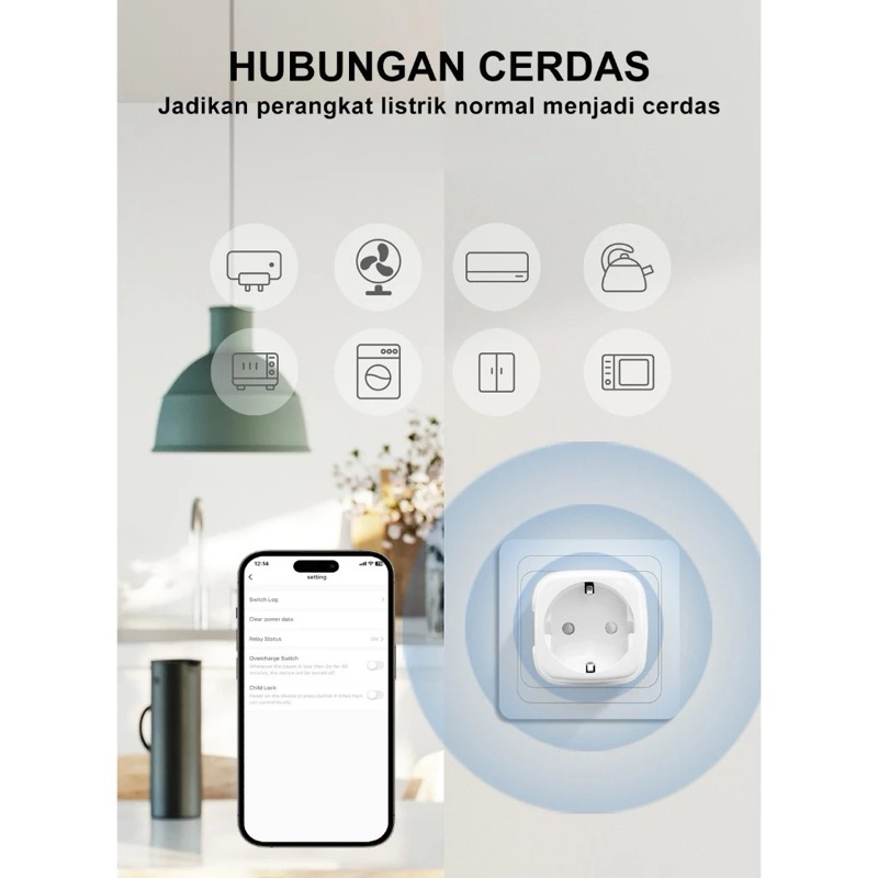 Smartlife Tuya Stop Kontak WiFi 16A Smart Plug 16A Wireless Saklar Colokan Wifi Stop Kontak Timer