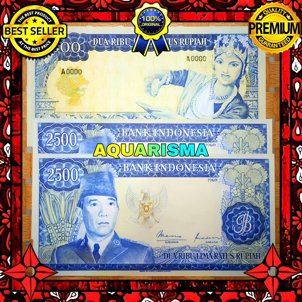 KOLEKSI NUMISMATIK - SOUVENIR REPRO UANG KUNO 2500 RUPIAH INDONESIA SOEKARNO 1960