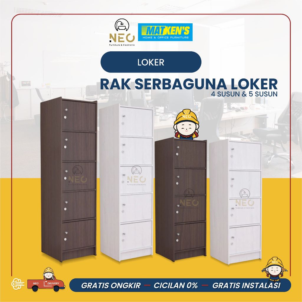 NEO - RAK SERBAGUNA LOKER  RSG 05K5 & RSG 04K4 PENYIMPANAN BUKU LEMARI PAKAIAN ANAK MINIMALIST PONTI