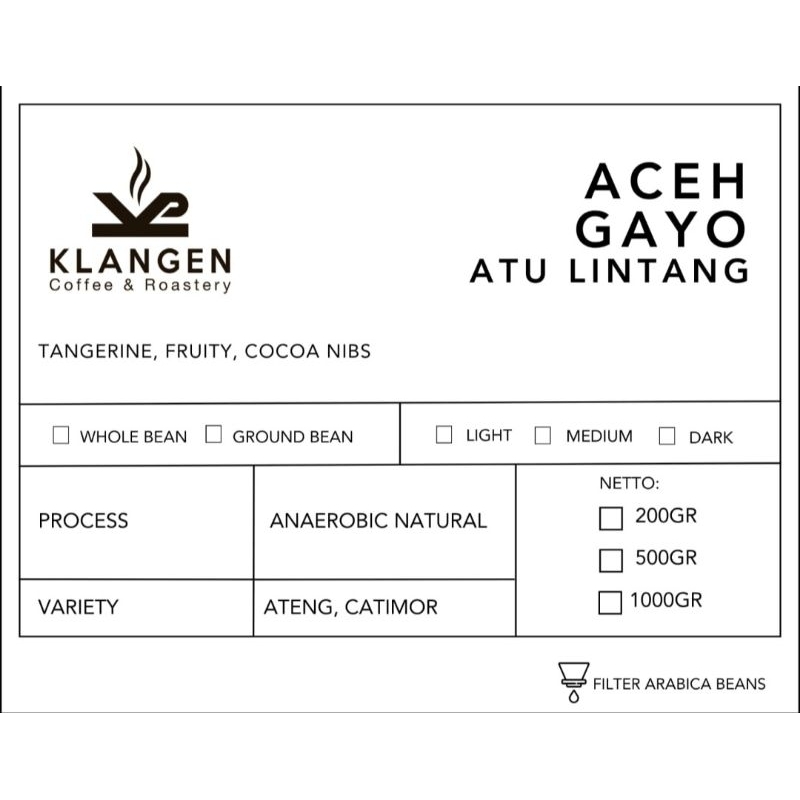 

Aceh Gayo Atu Lintang 200gr