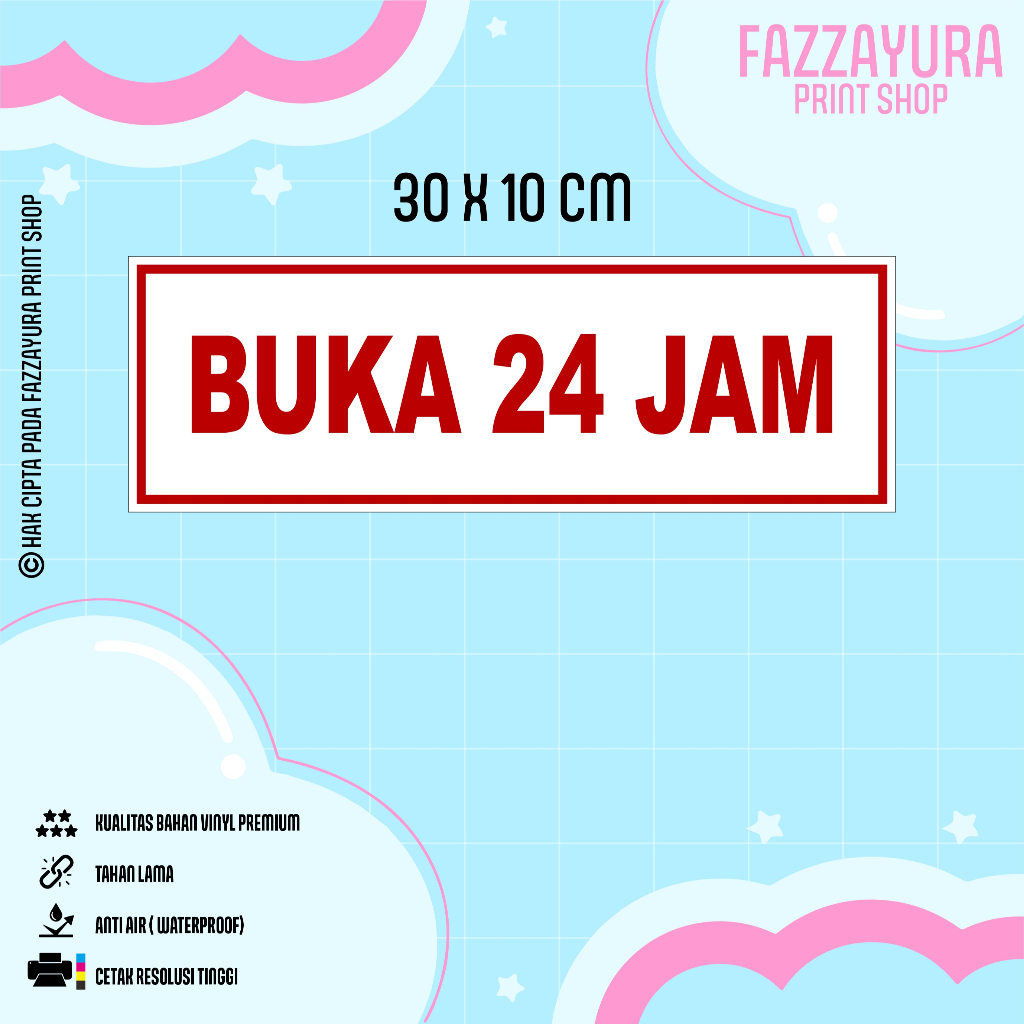 

STICKER BUKA 24 JAM 30 X 10 CM