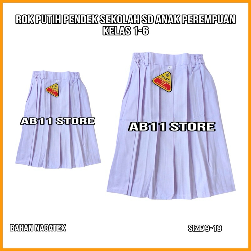 rok putih pendek sekolah SD anak perempuan bawahan seragam sekolah kelas 1-6