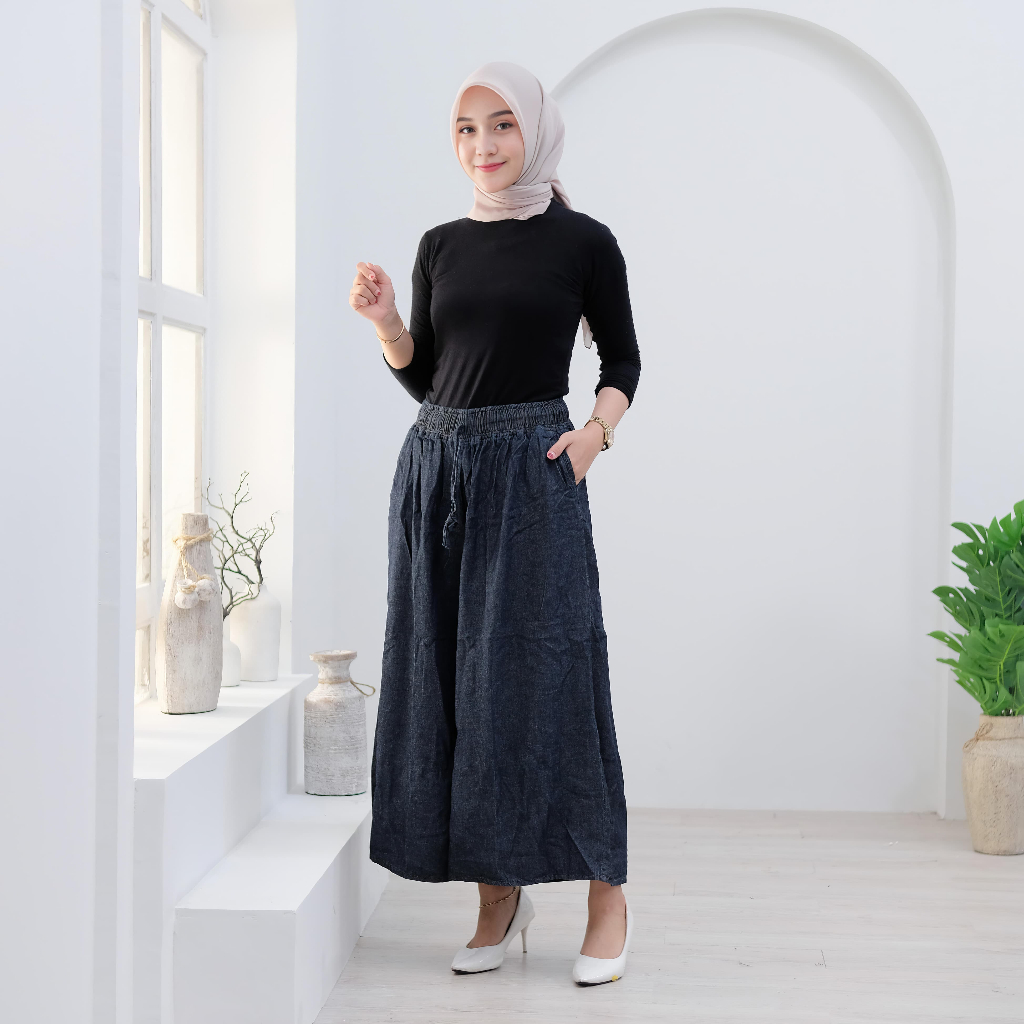 COD Celana wanita jeans jumbo BB ( 80 - 100 Kg) hitam celana jumbo celana jeans jumbo celana kulot j