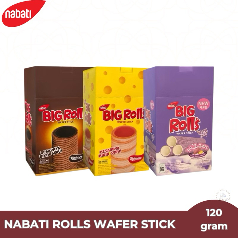 

Nabati Big Rolls box isi 20pcs rasa keju/cokelat/roti goguma 120gram