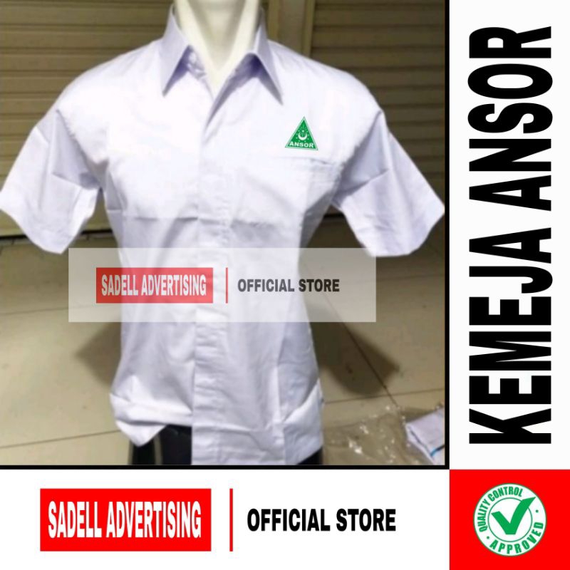 Kemeja ANSOR Seragam Ansor Putih Lengan Pendek Pria Bordir