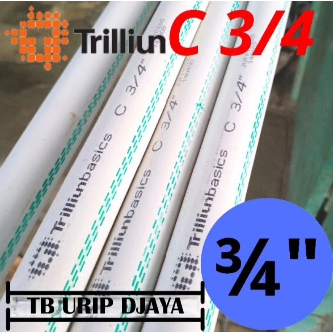 PIPA 3/4" inch C panjang 1meter PARALON PVC TRILLIUN PUTIH PARALON MURAH