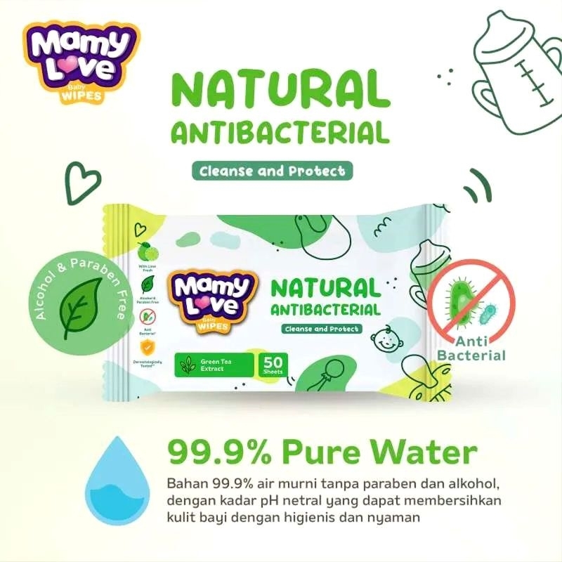 (1 Bungkus) Tisu Basah Tissue Mamy Love Antibacterial