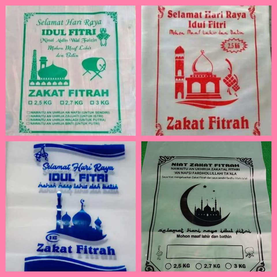 Plastik sablon beras zakat fitrah kemasan 2,5kg 2,7kg 3kg