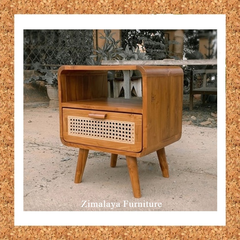 Nakas Minimalis Jati Rotan Nakas Rotan Jati, Nakas Retro Meja Nakas Jati Meja Kecil Kamar