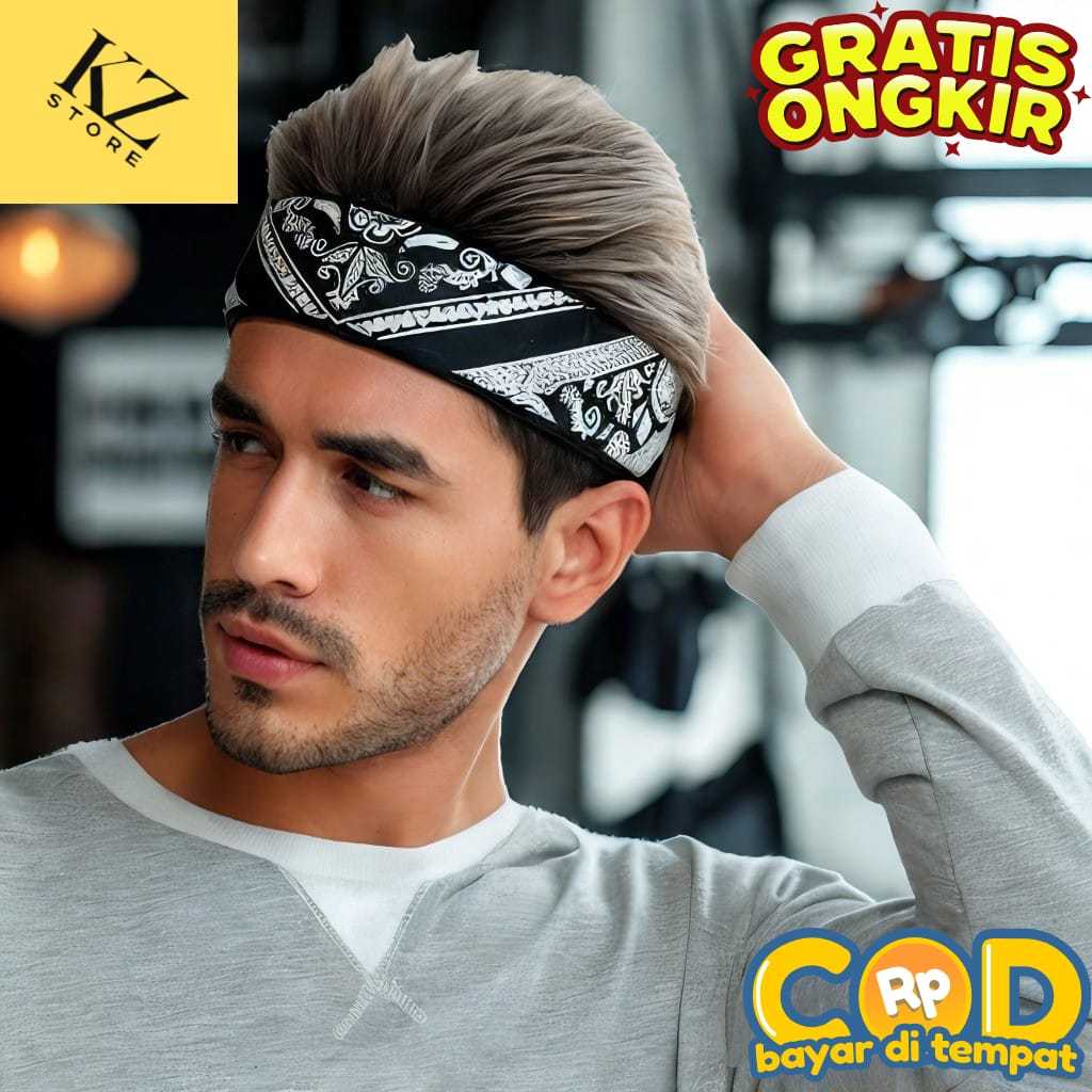 Topi Udeng Rambut  Model Paisley  Premium Udeng Rambut Palsu Pria