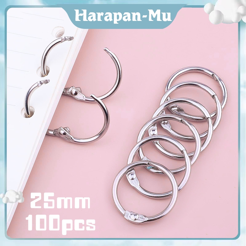 

Ring Binder Logam 100pcs Ring Buka Tutup 25mm Ring Buku Sampel Loose Leaf Ring Cincin Pembukaan