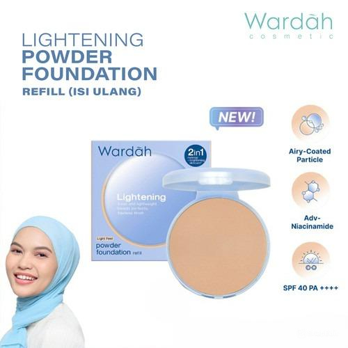 Wardah Refill Lightening Powder Foundation Light Feel|BedakWardah/Bedak Padat/Two/Compact/TWC/AlasBe