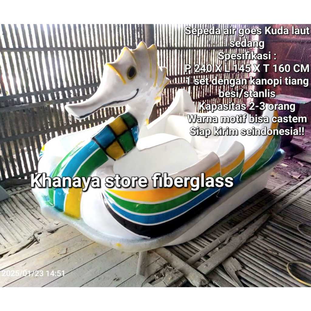 Perahu gowes sepeda air gowes karakater kuda laut,bebek,angsa permainan wahana air terbaru