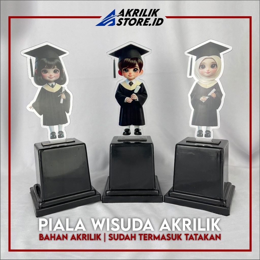 Plakat Wisuda Plakat Akrilik TK/PAUD/SD/SMP Souvenir Kelulusan Model Karakter