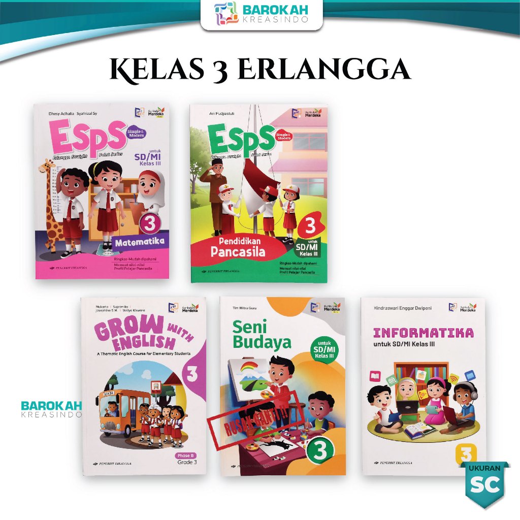 Paket Buku Pelajaran SD Kelas 3 Erlangga ESPS Kurikulum Merdeka Lengkap Buku Siswa SD Kurmer
