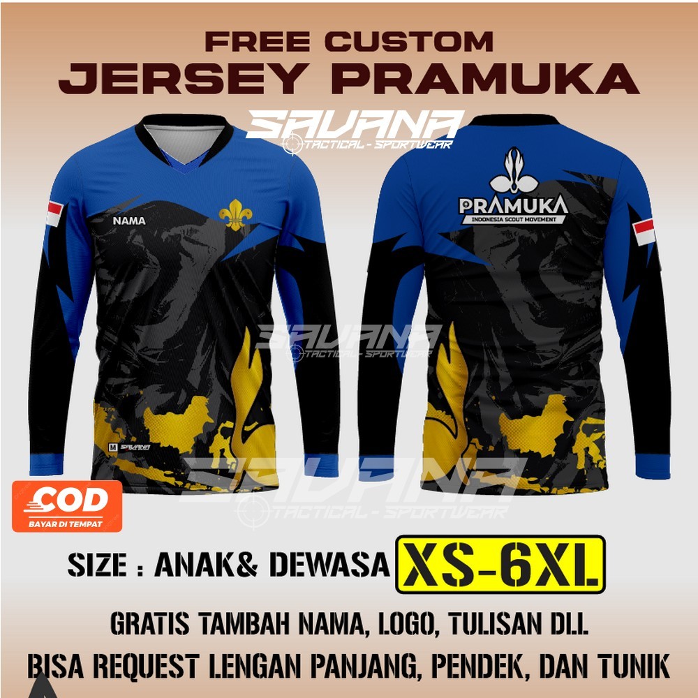 SAVANA - Jersey premium PRAMUKA printing penggalang pdh pdl custom / baju / kaos PR127