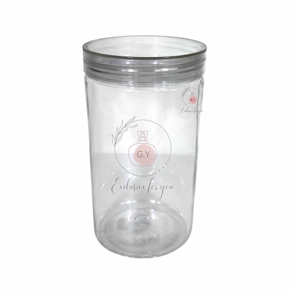Toples Silinder 1000ml PET Tutup Bening - Toples Plastik Bening Serbaguna Kapasitas Besar