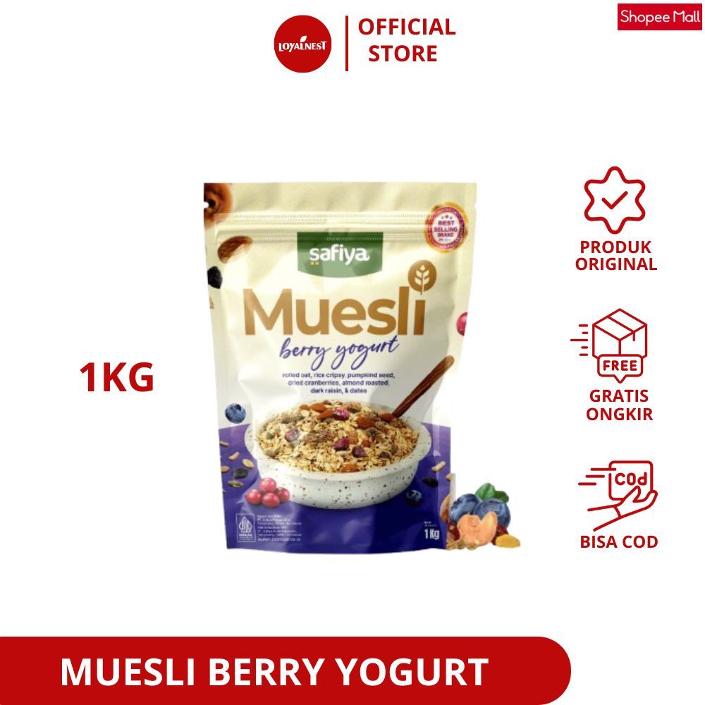 

Safiya Muesli Berry Yogurt 1 Kg Sereal Diet Sehat Oatmeal With Almond