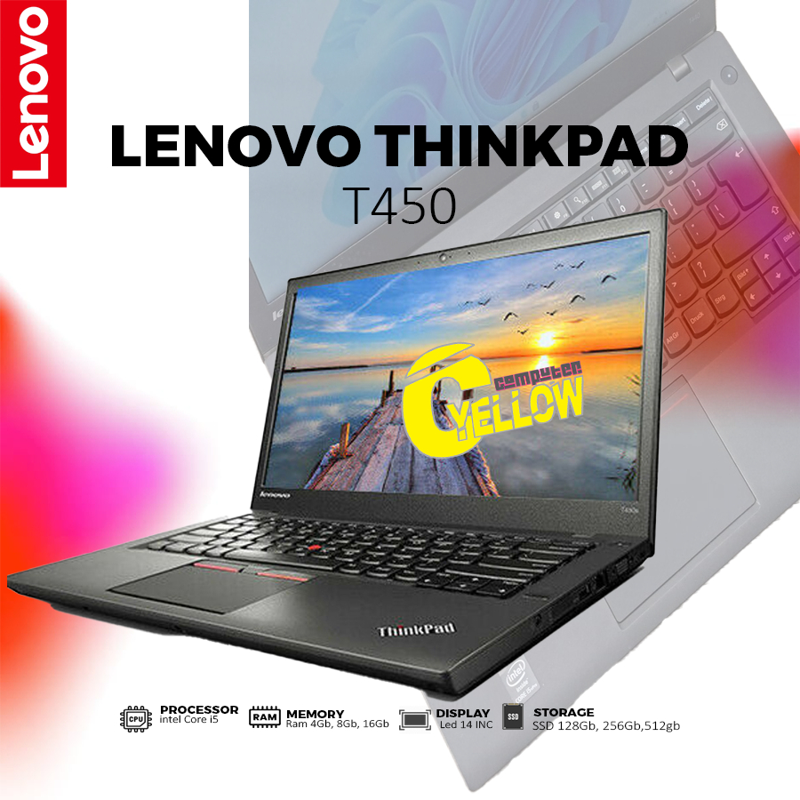 LAPTOP LENOVO THINKPAD T450 CORE I5 GEN 5 RAM 8 GB SSD 256 GB