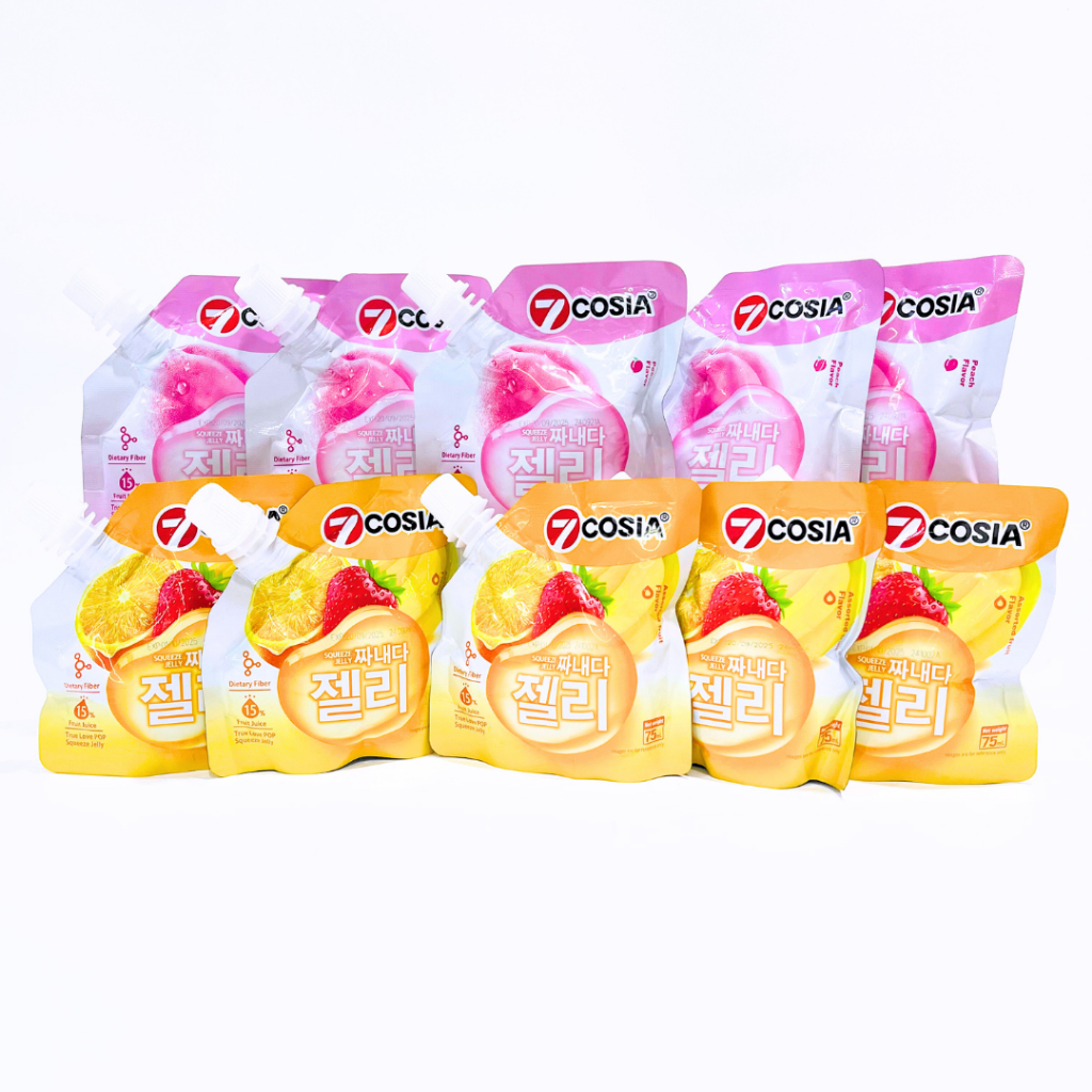 

[ BUNDLE ] 7COSIA - True Love POP Squeeze 75ml Set | Pop Squeeze Jelly, 5 Pcs Assorted Fruit & 5 Pcs Peach Flavor | Jeli-jeli mix fruit