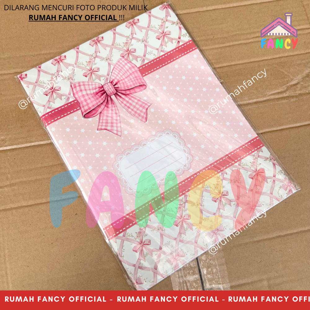 

[1PAK] ISI 20 LEMBAR Sampul Buku KWARTO PATTERN COQUETTE Pita Ribbon Bunga Pastel PINK PREMIUM TEBAL