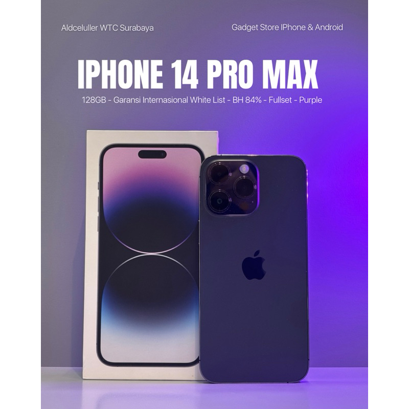 iphone 14 pro max 128gb purple second