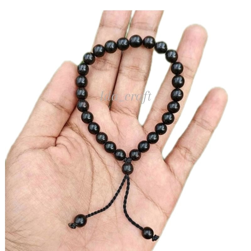 gelang akar bahar butiran hitam 6mm/gelang kayu tali arus hitam bukan kayu asem. stigi. kelor hitam.