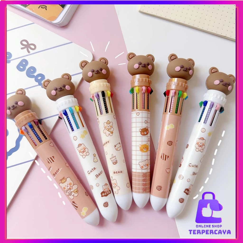 

OST Pena Gel Mekanik 10 Warna Karakter Bear Pulpen Gel Warna Warni Karakter Cute Alat Tulis Sekolah dan Kantor