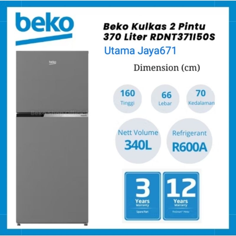 BEKO KULKAS 2 PINTU 370LITER RDNT371I50S