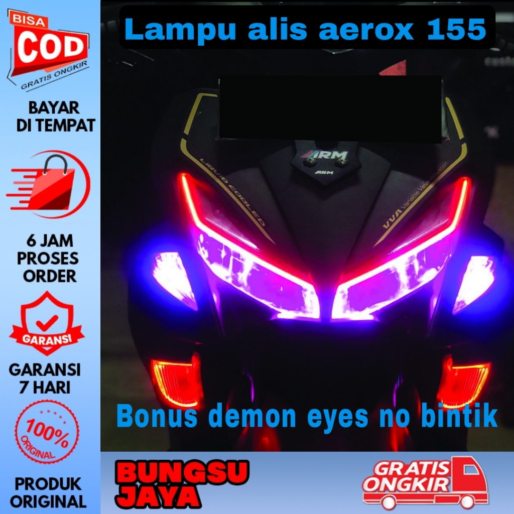 FULL LAMPU ALIS DRL AEROX 155 SIAP PASANG BONUS DEMON EYES BERKUALITAS PREMIUM NO BINTIK SIAP PASANG