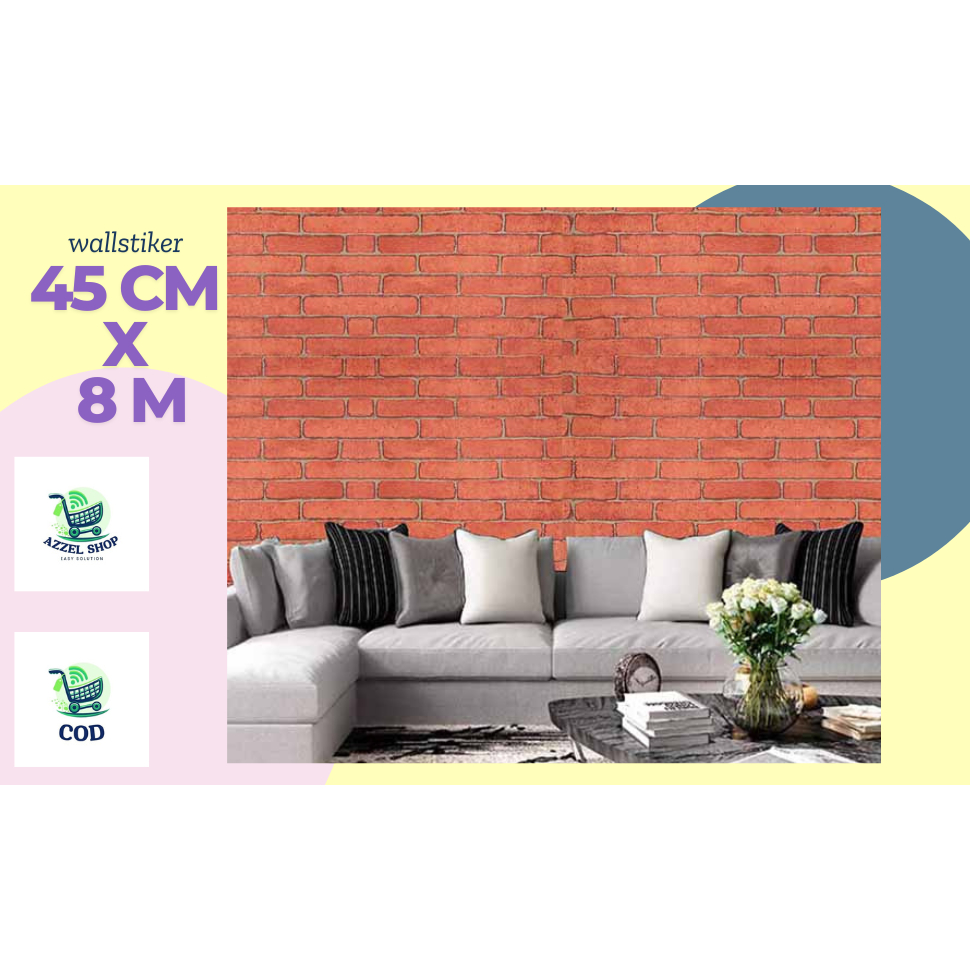 Wallpaper Dinding Kamar Tidur Motif Batu Bata Walpaper Dinding Bata merah Walpeper Dinding Batu Alam