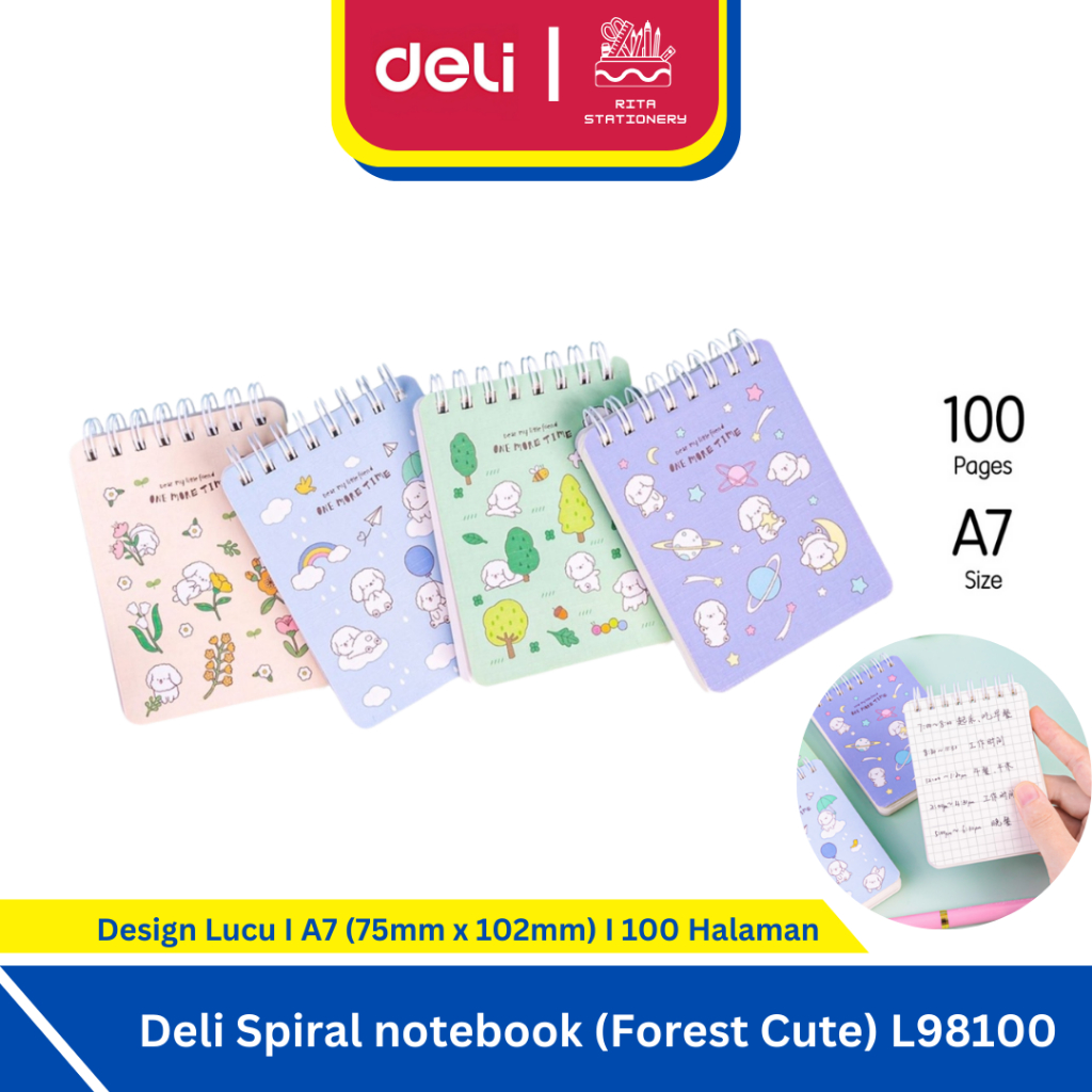 

Deli Spiral Notebook A7 Forest Animal Buku Catatan Mini - L98100 60 lembar