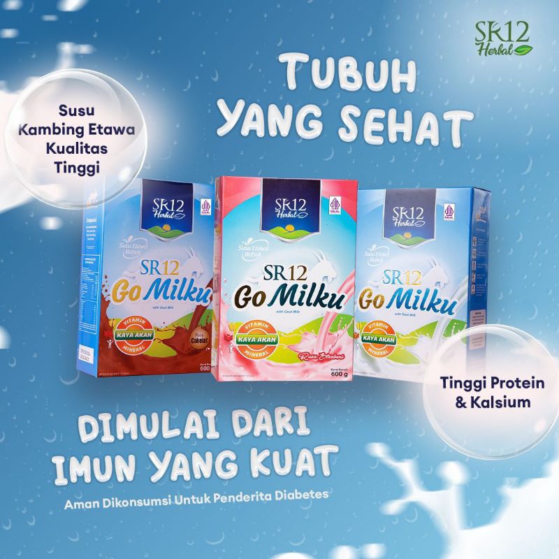 

gomilku susu etawa SR12 susu kambing dengan pemanis alami tersedia 3 varian rasa