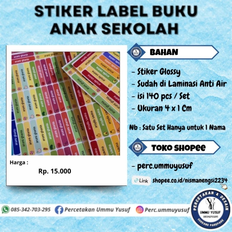 

(Isi 200 pcs)Stiker Nama Anak Label Alat Tulis Stiker Cost Anak
