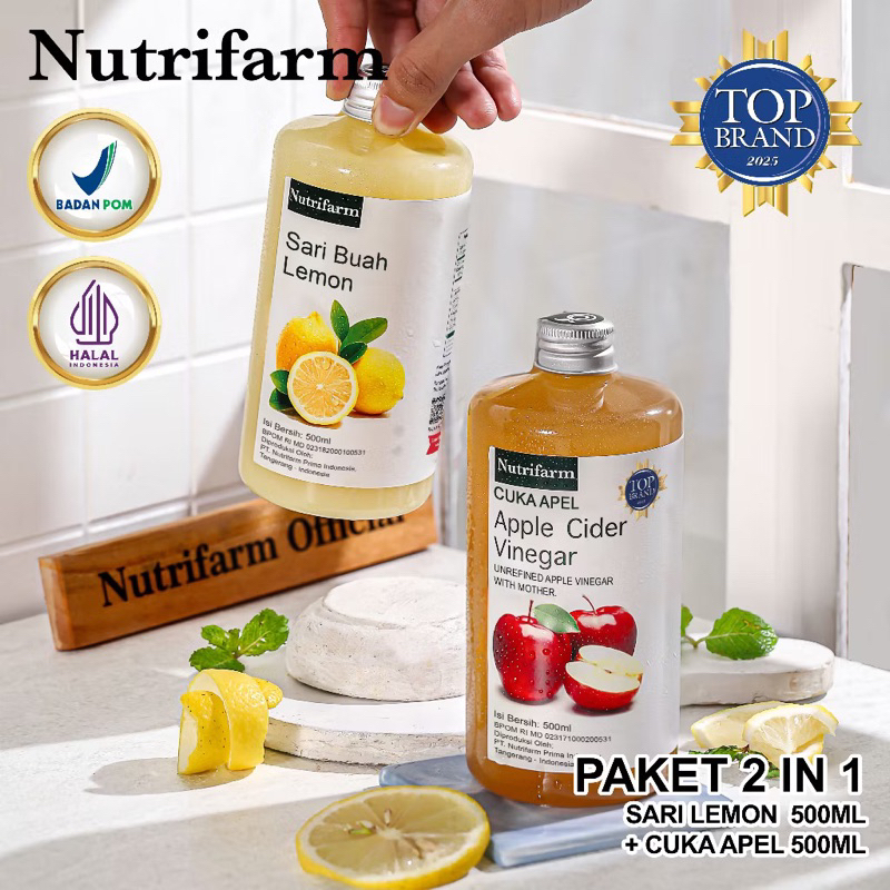 

Paket Hemat Nutrifarm Original /Paket 2in1 Cuka Apel 500ml + Sari lemon 500ml / COD Balikpapan Cuka apel PREMIUM