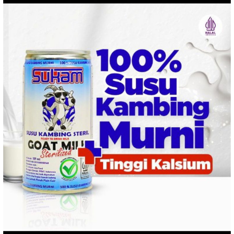 

Susu Kambing Murni 100℅ Steril SUKAM Goat Milk Aman Berkhasiat Kemasan kaleng 189ml