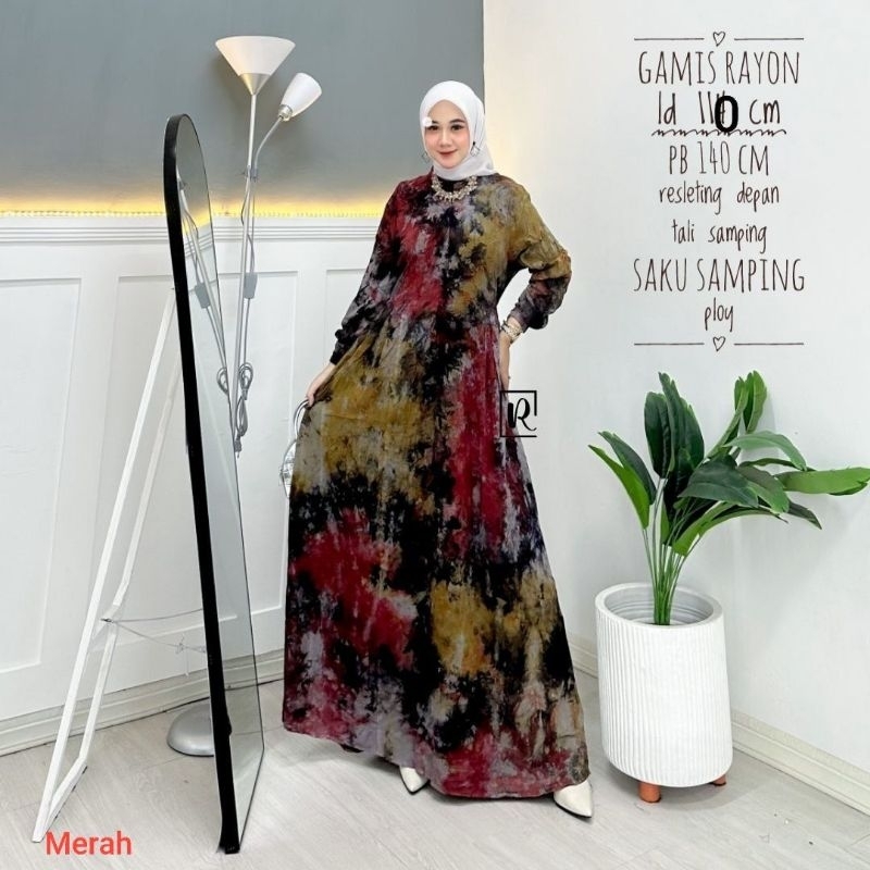 Gamis twill rayon model floy kekinian motif cantik Batik Segoro
