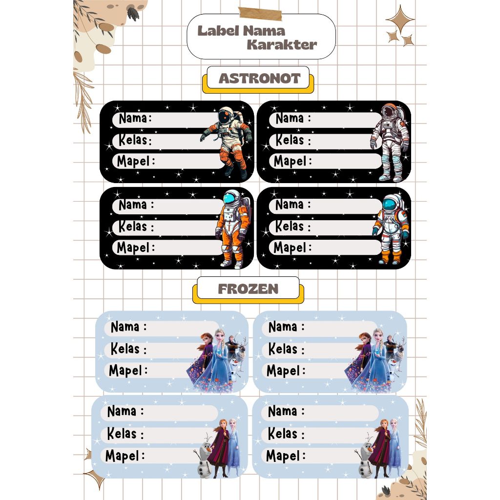 

56 PCS Stiker Nama Buku / Stiker Custom Nama Buku Sekolah Anak/ Stiker Label nama