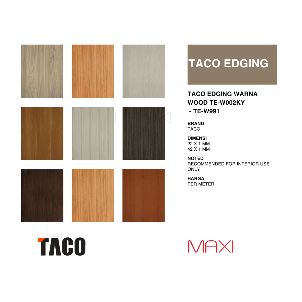 TACO Edging Series Wood TE-W 42x1/22x1 mm match HPL TACO TH-371-TH-991