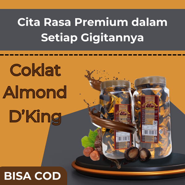 

Coklat Almond D'King Isi 40 PerToples, Dengan Almond dan Cokelat yang Premium