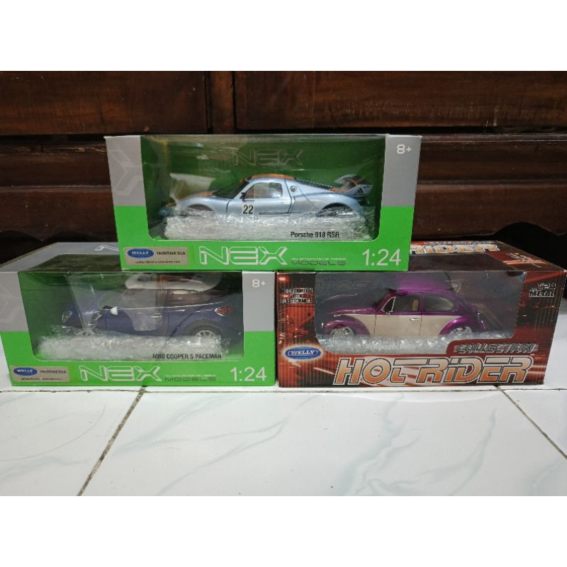 TAKE ALL Welly Diecast 1:24 Porsche 918 RSR-Mini Cooper S Paceman-Volkswagen Beetle HotRider (BONUS)