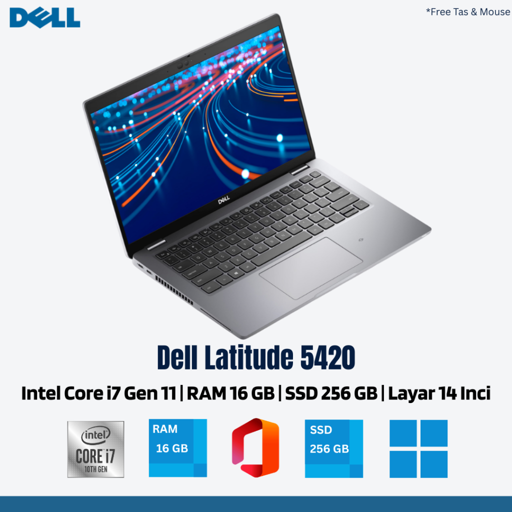 Laptop Dell Latitude 5420 | Intel Core i7 Gen 11 | RAM 16 GB SSD 256GB |  Layers 14 Inci
