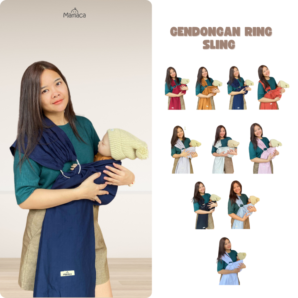 Mamaca Gendongan Bayi Ring Sling Linen Basic Polos / Gendongan Bayi Kain / Gendongan Tradisional Mod