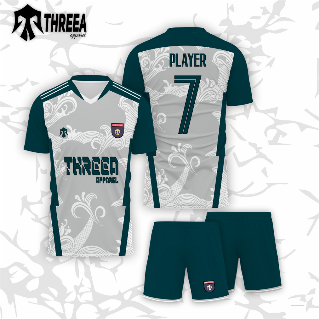 JERSEY FULL PRINTING PUTIH ABU/ JERSEY SEPAK BOLA / JERSEY FUTSAL / JERSEY CUSTOM