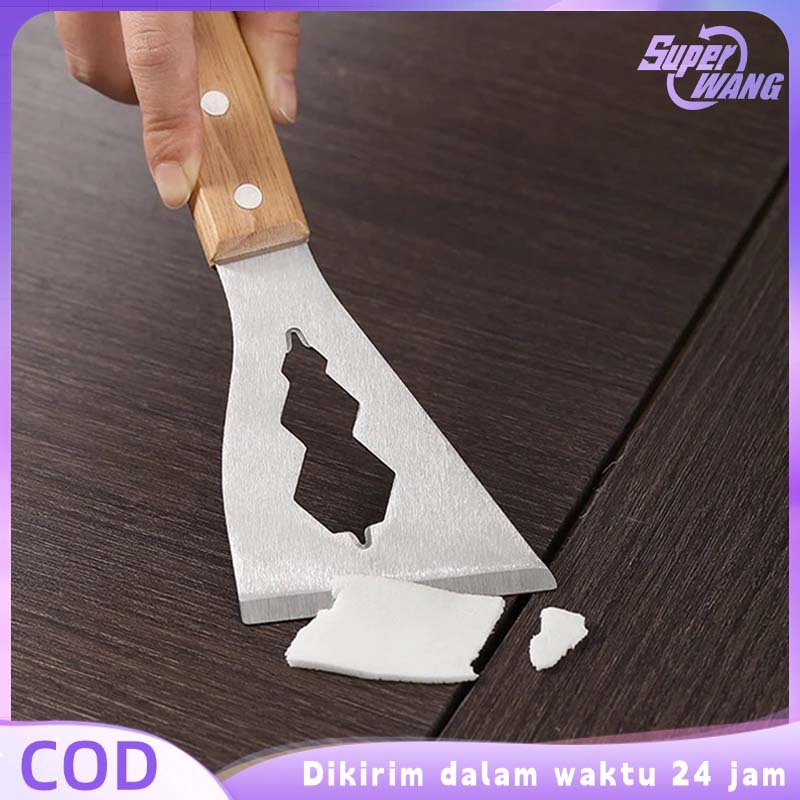 Pengikis Dempul Skrap Dempul Stainless Steel Putty Knife Serbaguna Kape Semen Gagang Kayu Putty Scra