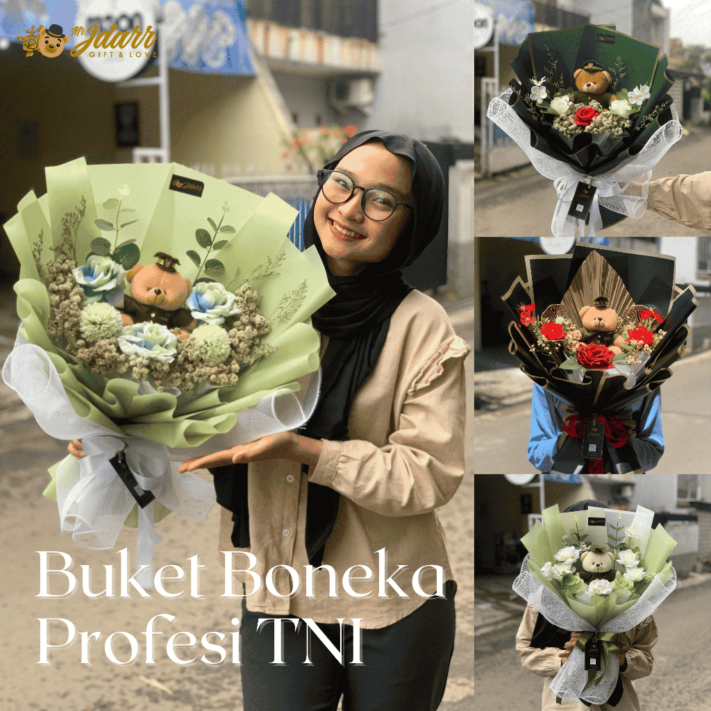 Buket Boneka Profesi TNI Hadiah Pelantikan Kado Unik Gift Tentara Polisi Wisuda Dokter SPPI Guru Pen