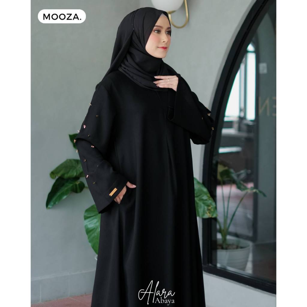 Alara Abaya Dress Bahan Jetblack Kiara JUMBO M-XL BY MOOZA